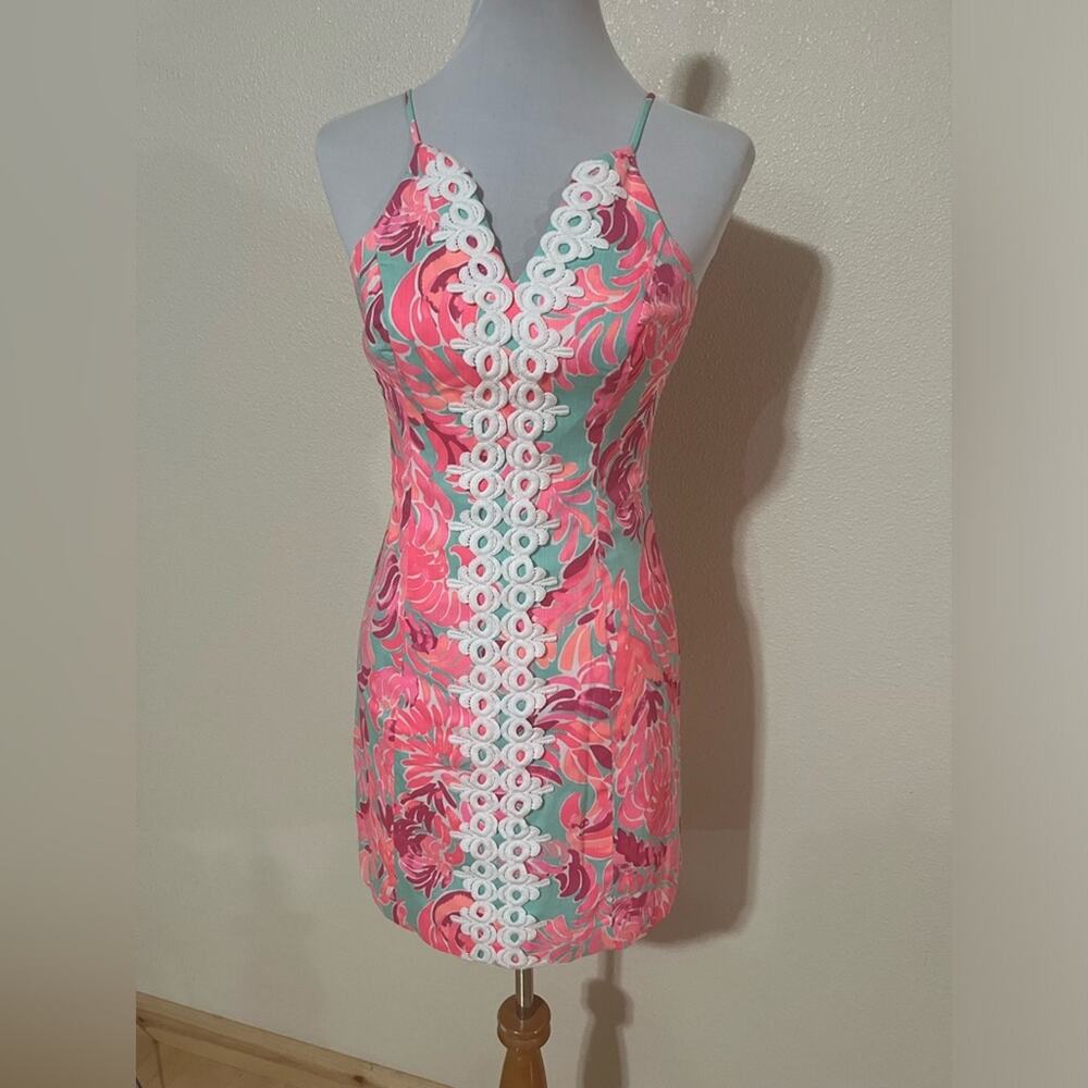 Lilly Pulitzer 20801 Pearl Shift dress in Poolside Blue Love Birds NEW 0